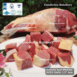Beef BLADE Australia RALPHS frozen sampil kecil daging rendang PORTIONED CUTS 1.5" 4cm (price/pc 1kg)